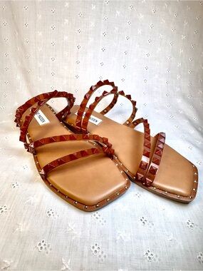 Steve Madden Brown Studded Strappy Flat Sandals